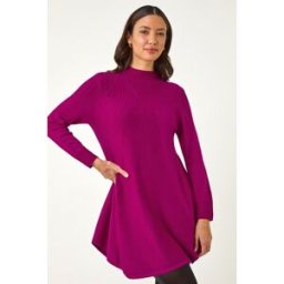 Roman V Stitch High Neck Knitted Dress one size female