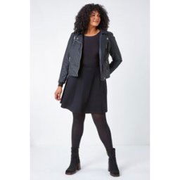 Roman Curve Elastic Waist A Line Skater Skirt 30-32 female