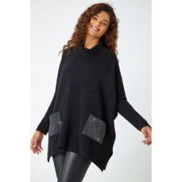 Roman Sparkle Pocket Poncho Jumper L-XL female