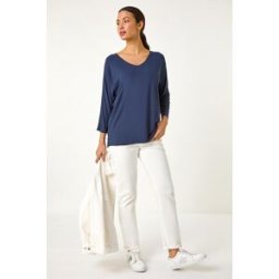 Roman Ribbed V-Neck Stretch Top S female