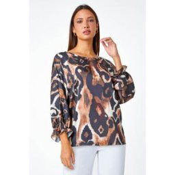 Roman Abstract Print Blouson Sleeve Top S female
