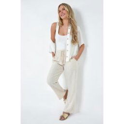 Roman Petite Linen Blend Stripe Trousers 18 female