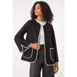 Roman Contrast Blanket Stitch Jacket S female
