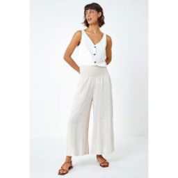 Roman Linen Blend Stretch Waist Culottes L female