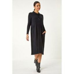Roman Collared Neck Knitted Dress one size female