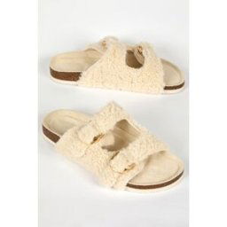 Roman Faux Fur Double Buckle Slipper 7 female