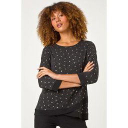 Roman Spot Foil Contrast Band Top 16 female