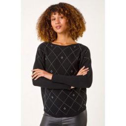 Roman Aryglle Embellished Knit Jumper S female