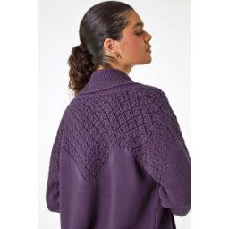 Roman Edge to Edge Pointelle Knit Cardigan S female