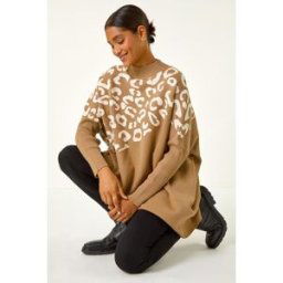Roman Leopard Print Knitted Jumper one size female