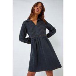 Roman Cotton Blend Denim Shirt Dress 20 female
