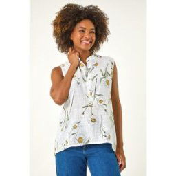 Roman Daisy Print V-Neck Vest L female