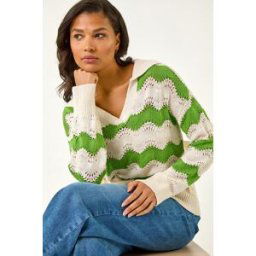 Roman Wave Polo Knit Jumper 14 female