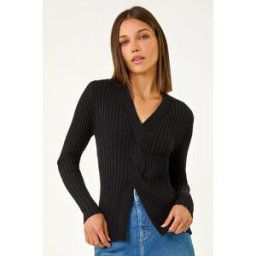 Roman Cable Split Detail Rib Jumper 10 female