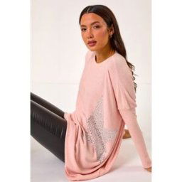 Roman Embellished Star Print Longline Jumper L female
