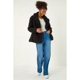 Dusk Textured Borg Pocket Short Coat 10 female