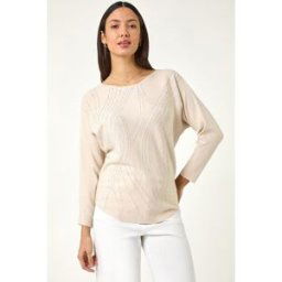 Roman Swirl Embellished Knit Jumper one size female