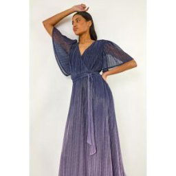 Roman Ombre Shimmer Plisse Midi Dress 18 female