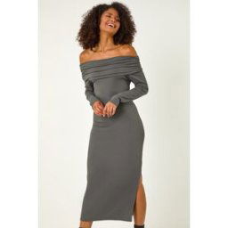 Dusk Off The Shoulder Stretch Bardot Midi Dress 10 female