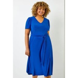 Roman Curve Plain Fit And Flare Midi Dress 30-32 female