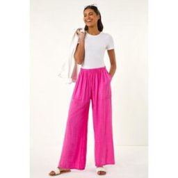 Roman Cotton Elasticated Waist Wide Leg Trouser one size female