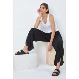 Roman Crinkle Side Split Elastic Waist Trousers 10 female