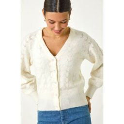 Roman Pointelle Detail Knit Cardigan S female