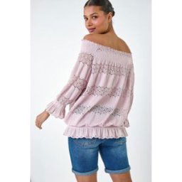 Lilly and Hope Lace Insert Stretch Bardot Top 10 female