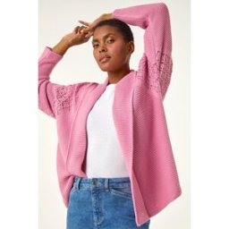 Roman Edge to Edge Pointelle Knit Cardigan S female