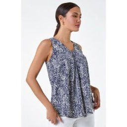 Lilly and Hope Animal Print Pleat Front V-Neck Top 10 female