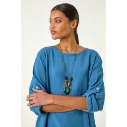 Roman Necklace Frill Hem Tunic Top S female