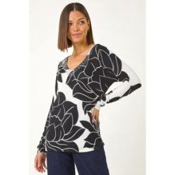 Roman Lilly Floral Print Knit Jumper 12 female