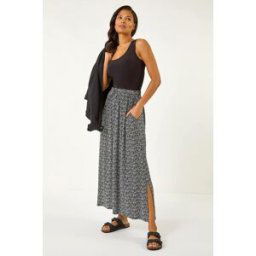 Roman Animal Print Split Stretch Skirt 18 female