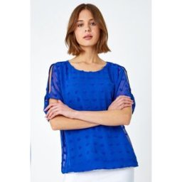 Roman Textured Spot Split Sleeve Chiffon Top 10 female