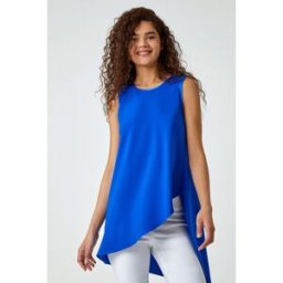 Roman Sleeveless Asymmetric Satin Split Tunic Top 10 female