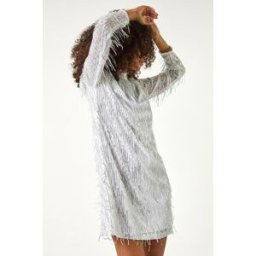 Dusk All Over Fringe Shift Dress 12 female