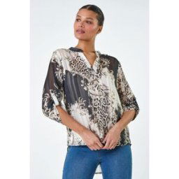 Lilly and Hope V-Neck Animal Print Shimmer Stripe Top 10 female