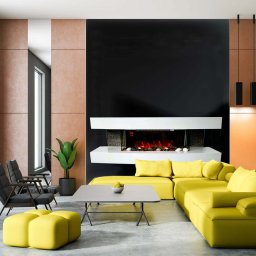 Wall Mounted Electric Fires ElectricSun Paula BIG White Electric Fire, with Sound Effect, 10 Colour, with APP, W150xH46x31cm