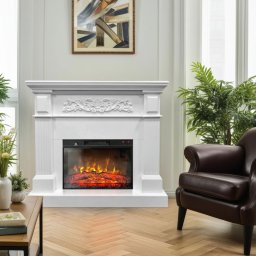 TUX White Electric Fireplace ElectricSun Free Standing Electric Fires, with Sound Effect, 3 Colour, with APP, L110xH102cm