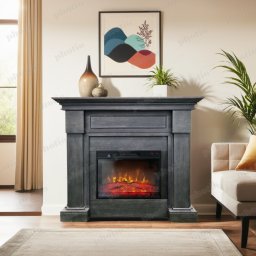 Free Standing Electric Fires ElectricSun MONTENEGRO Gray, with Sound Effect, 3 Colour, with APP, W127xH107cm