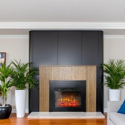 Free Standing Electric Fires with decorative slats ElectricSun LAMELIA Light oak, with Sound Effect, 3 Colour, with APP, W120xH102cm