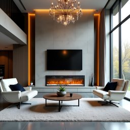 Wall Mounted Electric Fires, Free Standing, Incorporated ElectricSun VERSALYS Medium, with Sound Effect, 10 Colour, with APP, L153xH41x15cm