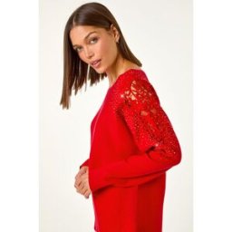 Roman Diamante Sleeve Knit Jumper L female