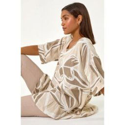 Roman Cotton Oversized Leaf Tunic Top S female