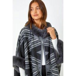 Roman One Size Zig Zag Faux Fur Cape one size female