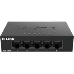 D-Link DGS-105GL 5-Port Gigabit Unmanaged Switch – Fanless, Metal Housing, Low Profile, Plug & Play, 802.3az EEE – Black, New