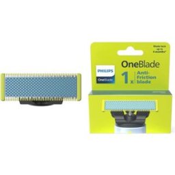 Philips OneBlade Anti-Friction Replacement Blade – For OneBlade Hybrid Shaver & Trimmer, Trim, Edge, Shave, Stainless Steel, 1x Pack (4-Month Supply), Model QP215/50