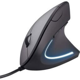 Trust Verto Wired Ergonomic Vertical Mouse – 1000-1600 DPI, 6 Buttons, LED Illumination, Right-Handed – Black