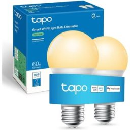 Tapo Smart Bulb E27 (2-Pack) – 8.3W Energy-Saving, Dimmable Warm White, Works with Alexa & Google Home (Tapo L510E), New