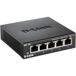 D-Link DGS-105/B 5-Port Gigabit Unmanaged Metal Desktop Switch - 10/100/1000 Mbit/s, UK Version, Black